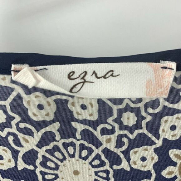 Blue 3/4 Sleeve V Neck Blouse Toile Pattern Boho S - Picture 5 of 6